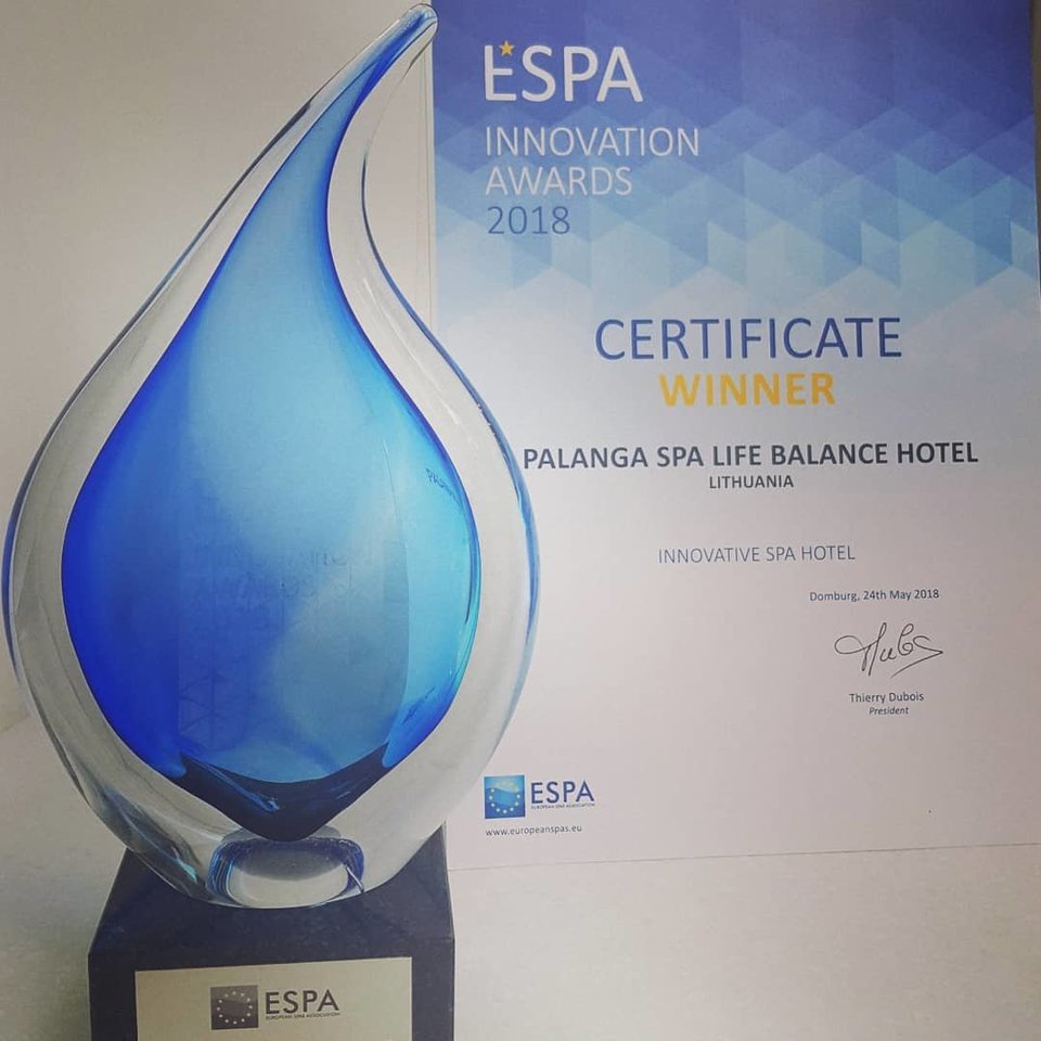   ESPA Inovacijų apdovanojimai – tai prestižinis Europos kurortų asociacijos bei viso Europos sveikatinimo ir sveikatingumo sektoriaus renginys, organizuojamas kasmet. <br> Bendrovės nuotr.