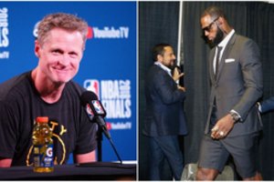 „Warriors“ treneris linksmai pašiepė LeBrono Jameso elgesį
