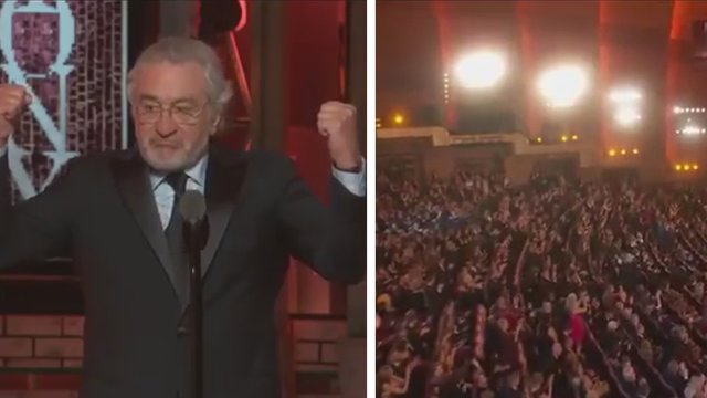 Robertas De Niro itin aštriai rėžė Donaldui Trumpui: salė plojo atsistojusi