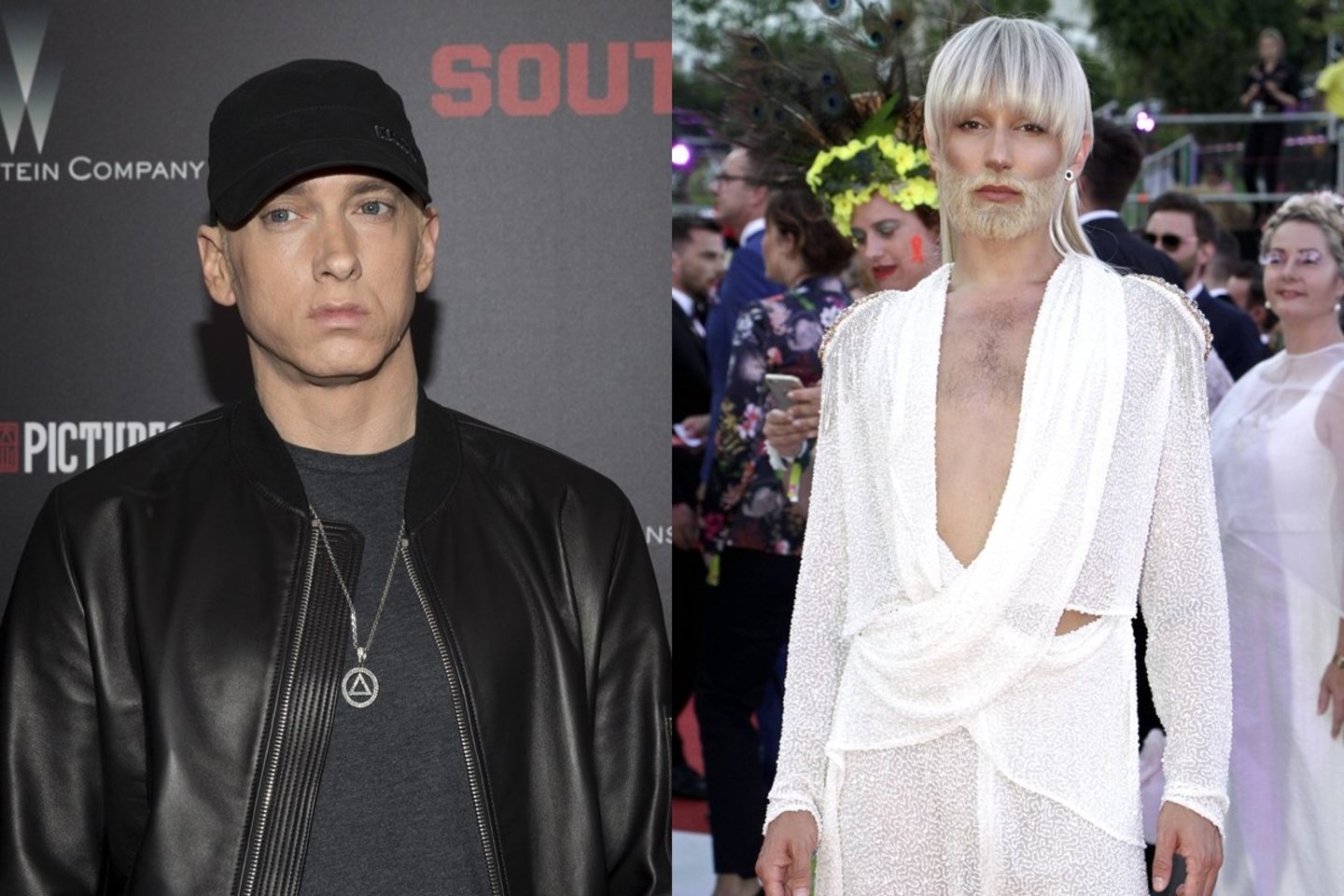  Eminemas ir neatpažįstamai pasikeitusi Conchita Wurst.<br> Scanpix nuotr.