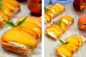 Dieviškai skanūs ir lengvai paruošiami skrebučiai su persikais ir sūriu