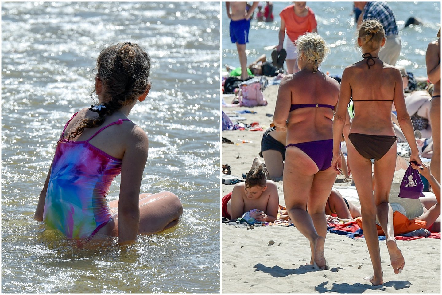  Poilsiautojai Palangos paplūdimyje mėgavosi saulės spinduliais nė nežinodami apie padidėjusį UV aktyvumą. <br> V. Ščiavinsko nuotr.