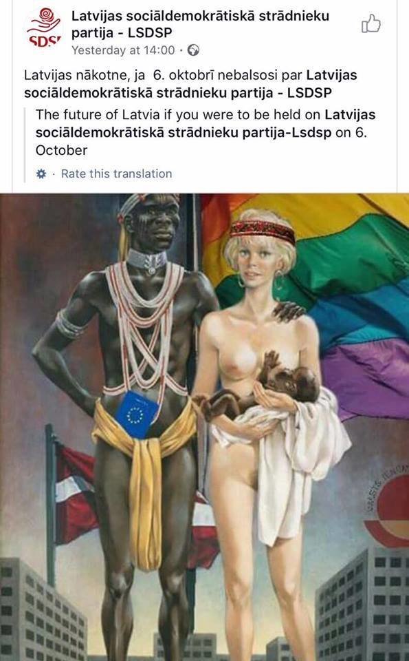  Latvijos socialdemokratų darbininkų partijos komunikacija socialiniuose tinkluose privertė pakelti antakį. <br> Facebook.com nuotr. 
