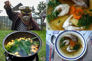 Uostadvaryje žvejas išvirė autentišką žuvienę, kurią pasigardžiuodami valgė net vaikai