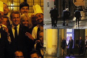 65-erių Brigitte Macron su savo jaunesniu vyru užfiksuoti besiglebėsčiuojantys gatvėje