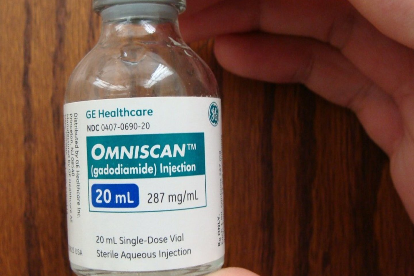 „Omniscan“ uždraustas Europos Sąjungoje, nes jo veiklioji medžiaga gadodiamidas yra laikoma pavojinga.<br>Wikipedia.org nuotr.