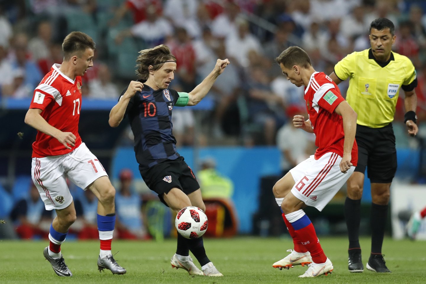 Pasaulio čempionato aštuntfinalis: Rusija - Kroatija<br> AP nuotr.