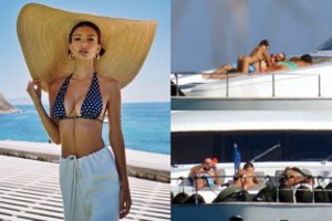 Be vyro atostogaujanti Emily Ratajkowski gundančiai šėlo jachtoje