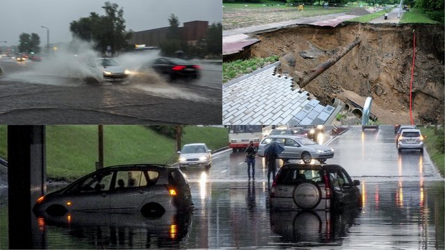 Vakarykštės audros Vilniuje padariniai: milžiniška nuošliauža, suniokoti automobiliai