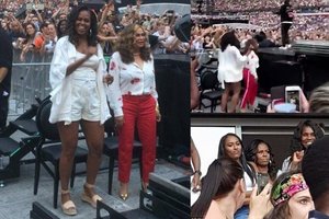 Michelle Obama Beyonce koncerte Paryžiuje kaip reikiant atsipalaidavo