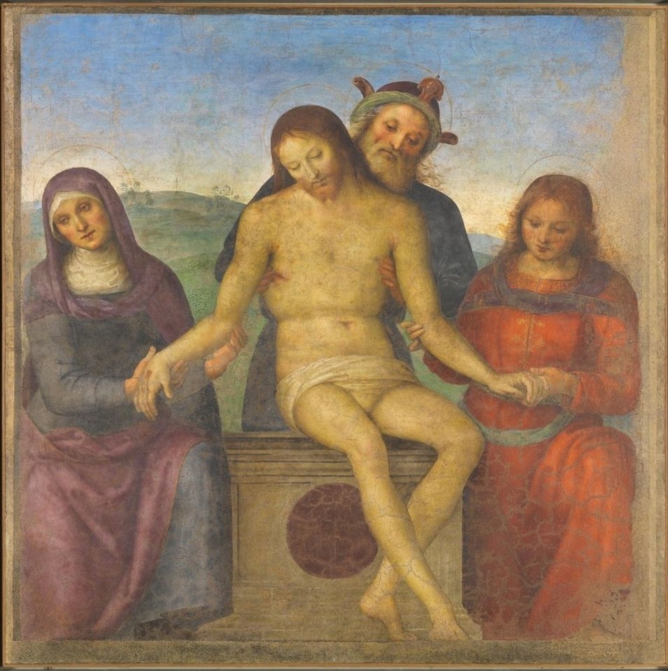 Pieta, arba mirusiojo Kristaus apraudojimas su Marta, Marija Magdaliete ir Nikodemu, Pjetras Vanučis, pramintas Perudžinu, 1497 m. (?)<br>Valdovų rūmų nuotr.
