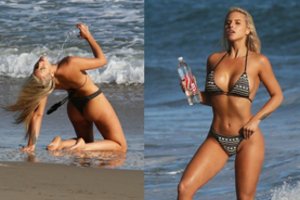 „Playboy“ modelis Brennah Black paplūdimyje kaitino vyrų kraują