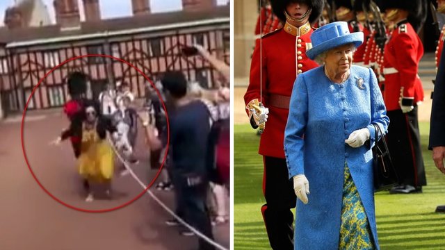 Karalienės sargybinis turistei parodė, kodėl nereikia atsidurti jo kelyje
