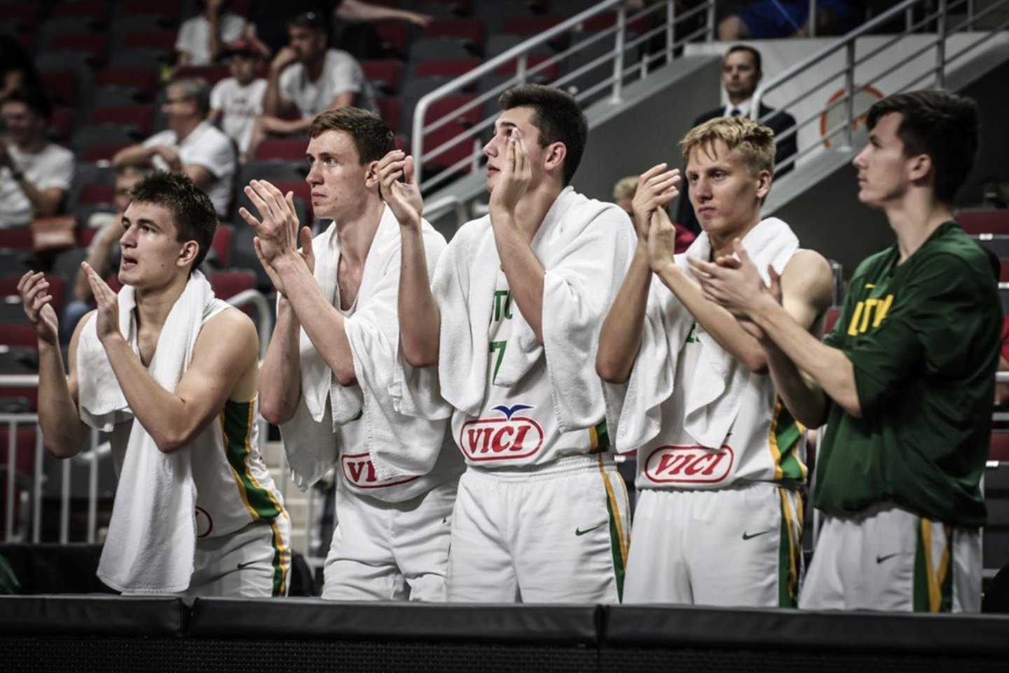 Lietuvos 18-mečių vaikinų krepšinio rinktinė sutriuškino Vokietiją ir iškovojo kelialapį į pasaulio čempionatą.<br> FIBA.com nuotr.
