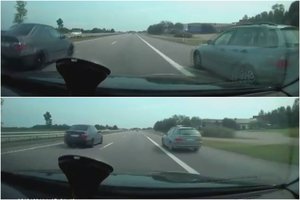 Užfiksavo pavojingas dviejų BMW lenktynes: iš abiejų pusių pralėkė kaip pro stovintį
