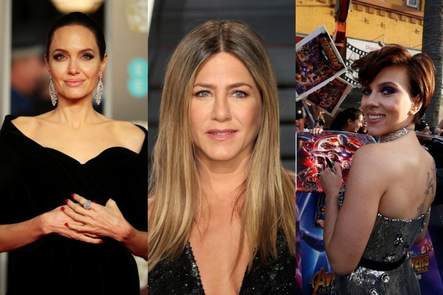  Angelina Jolie, Jennifer Aniston, Scarlett Johansson.<br> Scanpix nuotr.