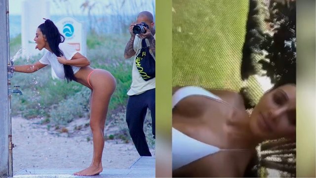 Seksualioji Kim Kardashian Majamio paplūdimyje provokavo paparacus