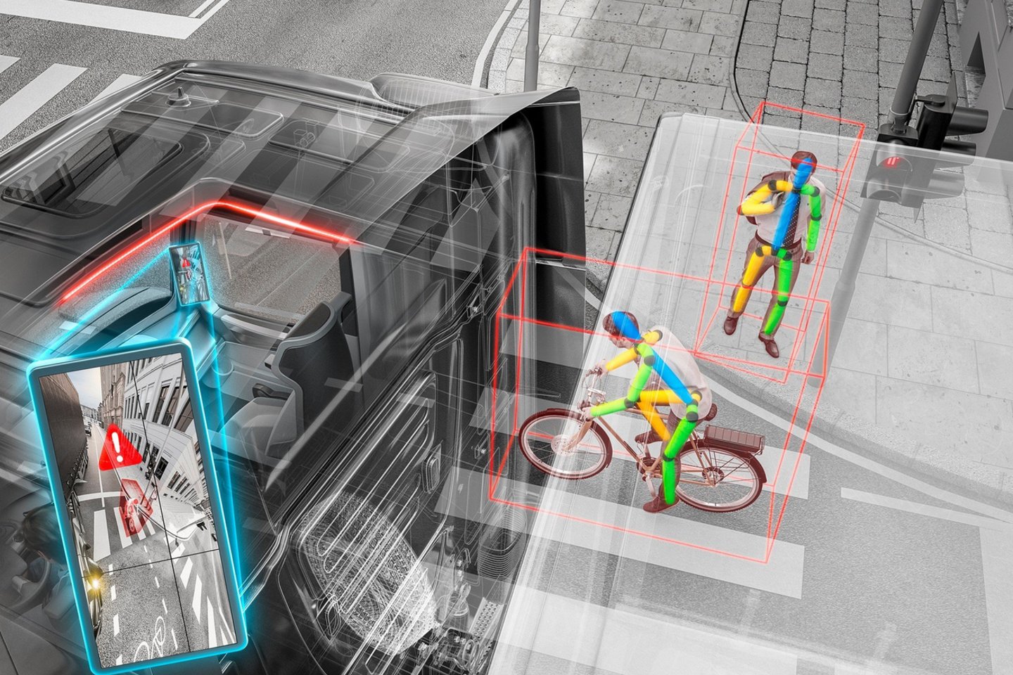  Saugumo sistema su dirbtiniu intelektu atpažins galimus pėsčiųjų ir dviratininkų veiksmus.<br> Gamintojo nuotr.