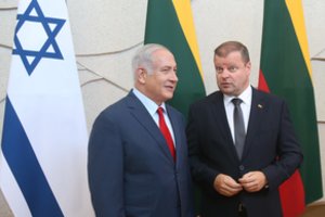 Izraelio premjerą B. Netanyahu Lietuvoje pasitiko protestai dėl Palestinos