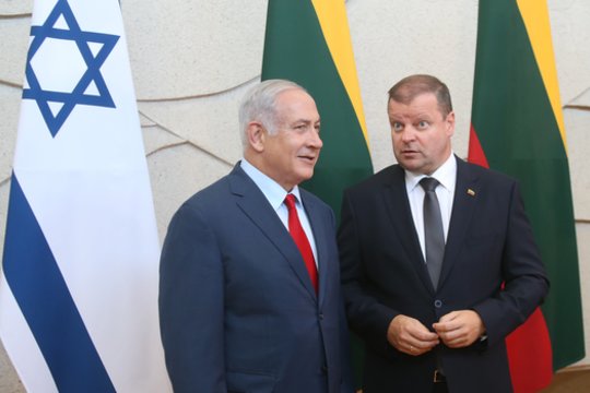 Izraelio premjerą B. Netanyahu Lietuvoje pasitiko protestai dėl Palestinos