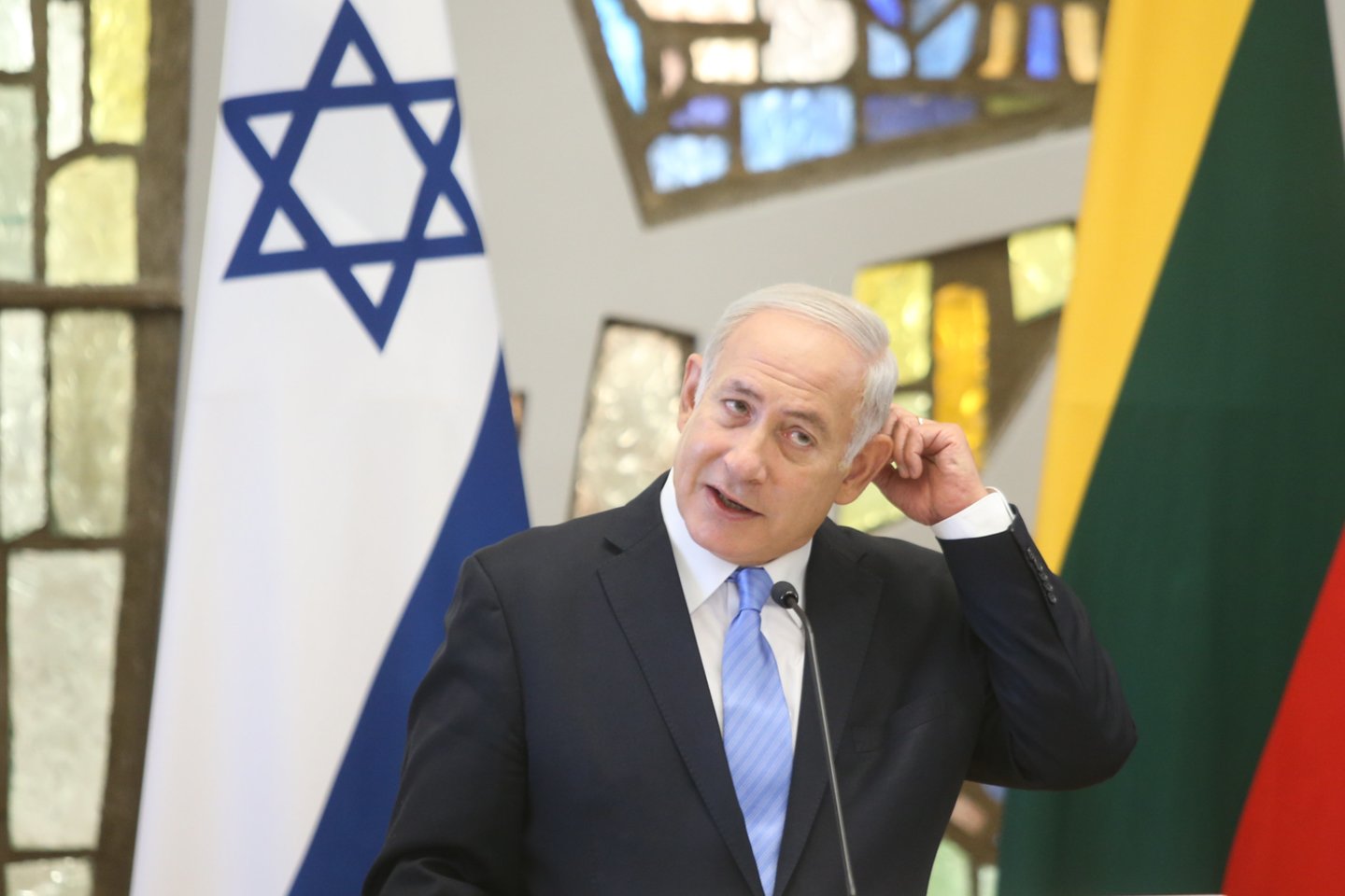 B.Netanyahu su Baltijos valstybių premjerais susitiko Nacionalinėje Martyno Mažvydo bibliotekoje.<br> R.Danisevičiaus nuotr.