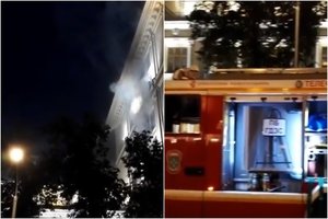 Į Maskvos centrą skubėjo gausios ugniagesių pajėgos – degė Rusijos centrinis bankas