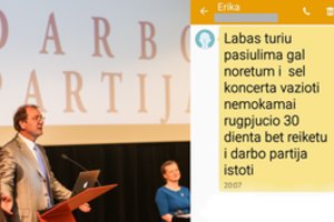 Plinta žinutės dėl bilietų į koncertą: jei nori – stok į Darbo partiją