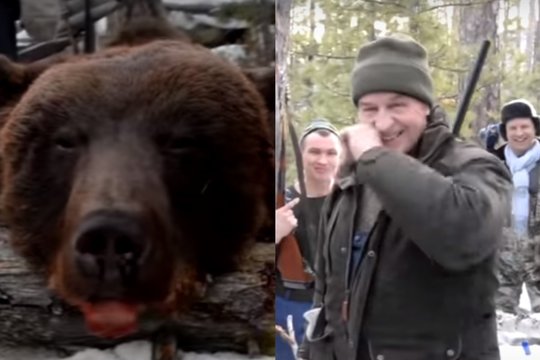 Sužvėrėję Rusijos gubernatoriai kulkomis suvarpė miegantį lokį