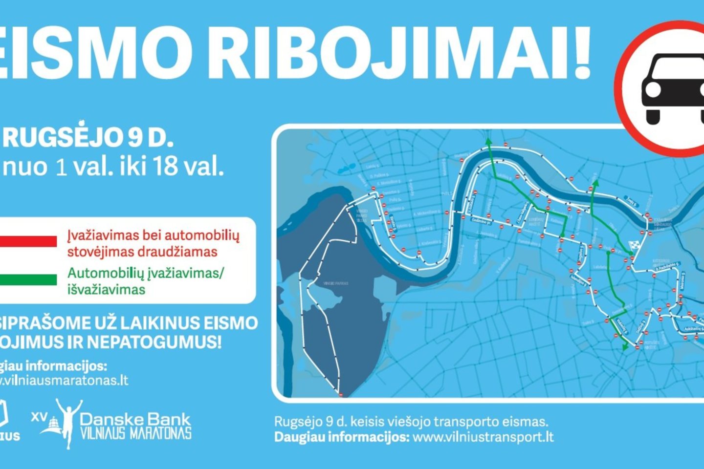  Per Vilniaus maratoną bus uždaryta daugybė gatvų.<br> Organizatorių nuotr.
