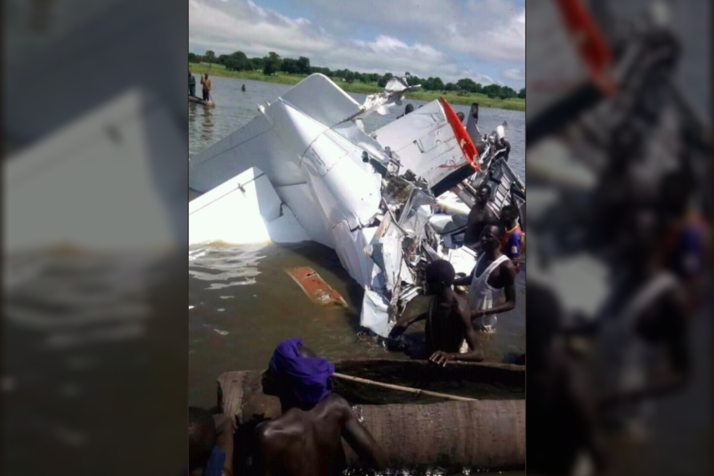  Pietų Sudane ežere sudužo 19 žmonių galintis skraidinti lėktuvas.<br> Twitter nuotr. 
