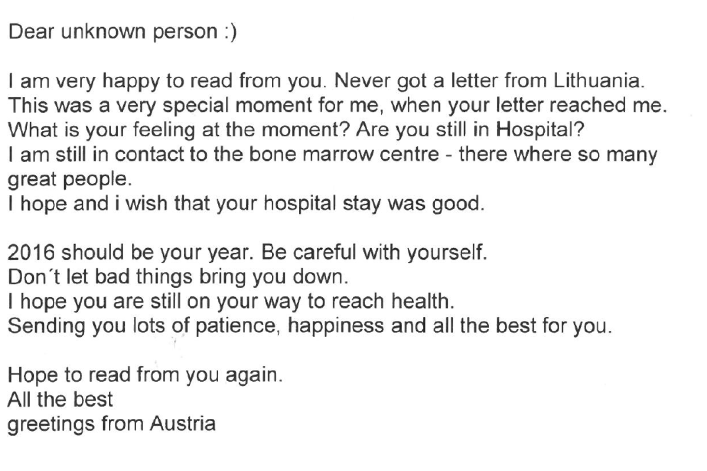 Paviešinti jautrūs ir dėkingumo kupini laiškai kaulų čiulpų donorams.