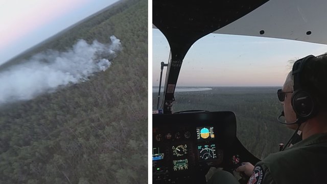 Nufilmavo pasieniečių operaciją: su sraigtasparniu gesino gaisrą