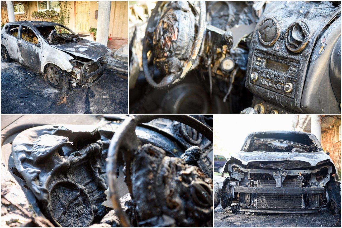  Šio automobilio padegėjui pavyko pasprukti, nors policija jo gaudyti ir metė didžiules pajėgas.<br> D.Umbraso nuotr.