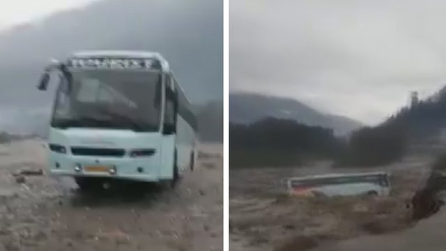 Sunkiai patikėjo, kas vyksta – turistinį autobusą pasiglemžė galinga stichija 