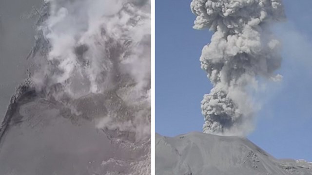 Iš viršaus nufilmavo, kas dedasi aktyvaus vulkano viduje – tokie kadrai itin reti