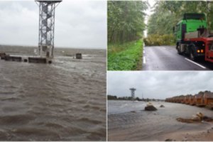 Pajūrį siaubia galinga audra: virsta medžiai, skęsta Drevernos uostas, tūkstančiai liko be elektros