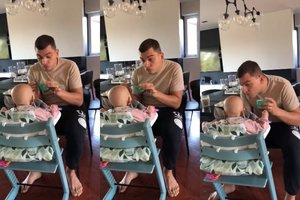 Užklupo įsijautusį: žmona Ieva nufilmavo dukrai dainuojantį Rolandą Mackevičių