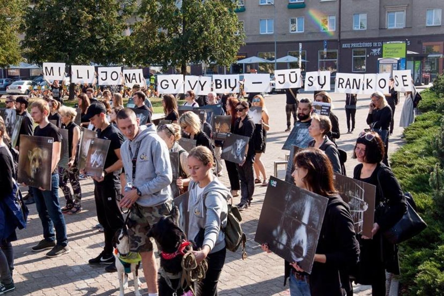 „Tušti narvai“ organizacijos protesto akcija prie Seimo – prieš kailinių žvėrelių augintojus.<br>„Tušti narvai“ facebook nuotr.