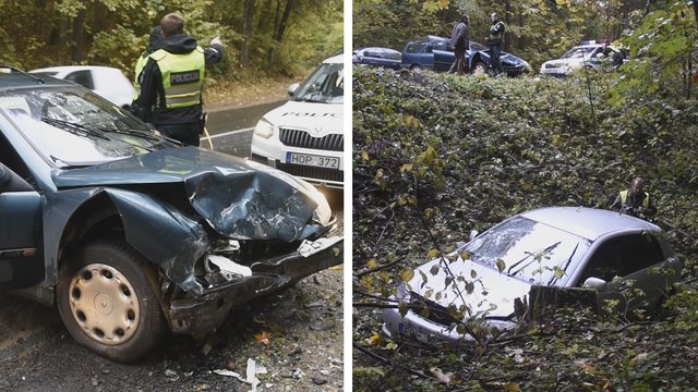 Vilniuje po stipraus smūgio „Toyota“ atsidūrė miške, sužalotos 3 moterys
