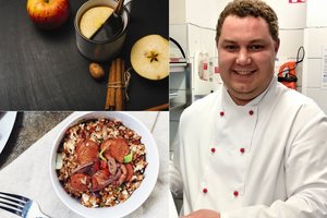 Obuoliais kvepiantys pietūs: vištiena su džiovintais vaisiais ir nealkoholinis sidras