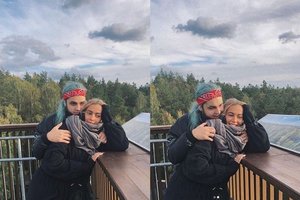 Romantiškoje akimirkoje Karolina Meschino su mylimuoju Remigijumi – itin panašūs