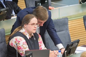 Rezoliuciją dėl „šantažo VTEK“ Seimas atmetė, R. Karbauskis išvadintas „vienvaldžiu tijūnu“