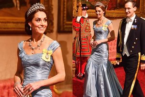 Į viešumą grįžusi Catherine Middleton svečius nustelbė princesės Dianos papuošalais