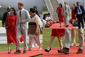 Nėščios Meghan Markle suknelė užminė mįslę: negali susimokėti už drabužius?