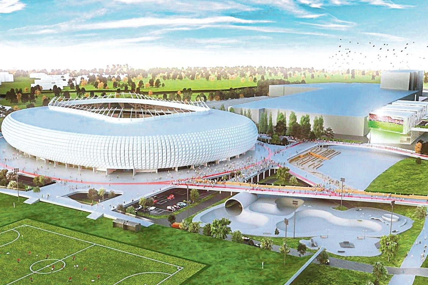 Tokį nacionalinio stadiono projektą Šeškinėje pateikė „Vilniaus nacionalinis stadionas“.