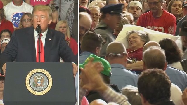 Donaldo Trumpo kalbos metu – baugus incidentas: minia ėmė giedoti giesmę