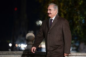Libijos maršalas Khalifa Haftaras paliko Italijoje vyksiančią saugumo konferenciją