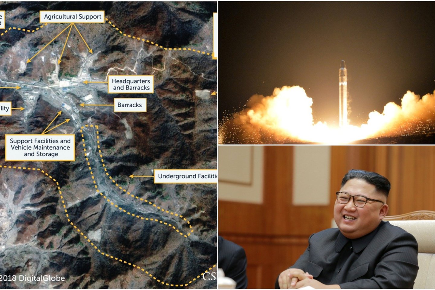  Naujos komercinių palydovų padarytos nuotraukos atskleidė, ką paslapčia veikia Šiaurės Korėja.<br> lrytas.lt koliažas.