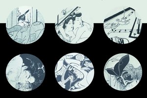 Japonų medžio raižiniuose – erotiniai motyvai