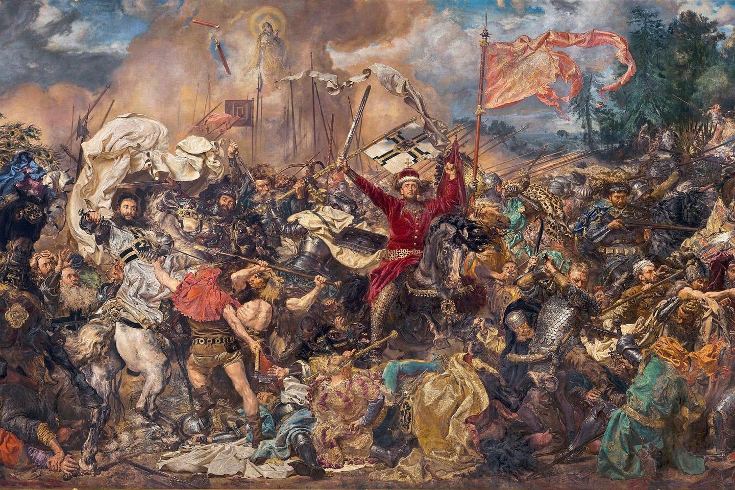  Žalgirio mūšis tapo gilia teutonų pajėgų Europoje žaizda – ir jie net buvo priversti sumokėti už žalą, padarytą konflikto metu.<br> Jano Matejko pieš. (1878 m.)